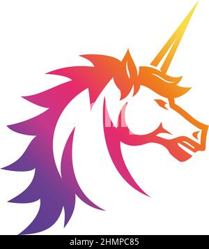 Licorne forte avec dégradé multicolore Illustration de Vecteur