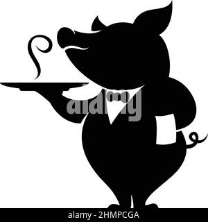 Simple Silhouette of Pig pour serveur Illustration de Vecteur