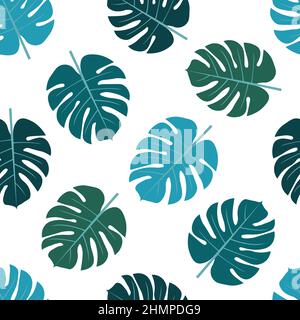 Motif fleuri tendance sans couture à motif vectoriel de feuilles de monstère exotiques tropicales. Texture de feuillage artistique en arrière-plan pour le textile Illustration de Vecteur