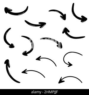 Ensemble de flèches de contour noir. Éléments de conception vectoriels sur fond blanc. Illustration de Vecteur