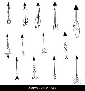 Ensemble de flèches de contour noir. Éléments de conception vectoriels sur fond blanc. Illustration de Vecteur