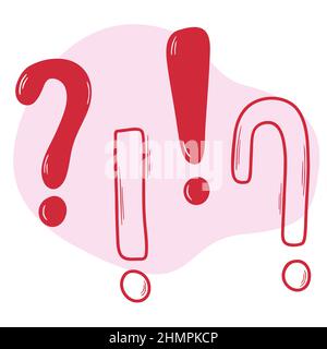 Symbole de question et point d'exclamation de style Doodle. Symboles de texte. Illustration de Vecteur