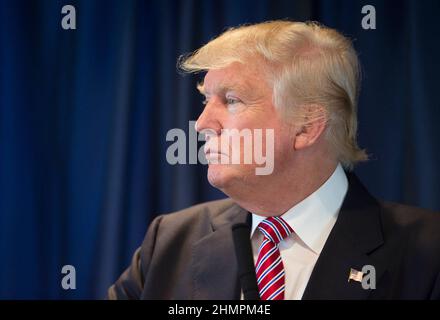 Austin Texas USA, le 23 août 2016 : le candidat républicain à la présidence DONALD TRUMP s'exprime lors d'une collecte de fonds privée lors d'une oscillation à travers le centre du Texas fortement démocrate. ©Bob Daemmrich Banque D'Images