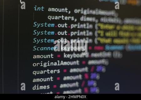 Code de programmation sur un écran. Banque D'Images