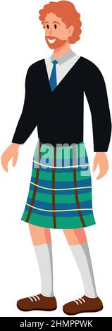 Homme en écossais folk robe kilt - illustration vectorielle Illustration de Vecteur