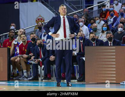 Madrid, Espagne. 11th févr. 2022. 11th février 2022; Wizink Center; Madrid; Espagne; Turkish Airlines EuroLeague Basketball; Real Madrid vs FC Barcelona Barça; Saras Jasikevicius (Barça) 900/Cordone Press Credit: CORDONE PRESS/Alay Live News Banque D'Images