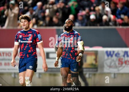 Bristol, Royaume-Uni. 11th févr. 2022. Semi Radradra de Bristol Bears lors du match de rugby Gallagher Premiership entre Bristol Rugby et London Irish à Ashton Gate, Bristol, Angleterre, le 11 février 2022. Photo de Scott Boulton. Utilisation éditoriale uniquement, licence requise pour une utilisation commerciale. Aucune utilisation dans les Paris, les jeux ou les publications d'un seul club/ligue/joueur. Crédit : UK Sports pics Ltd/Alay Live News Banque D'Images