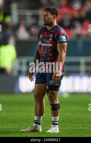 Bristol, Royaume-Uni. 11th févr. 2022. Alapati Leiua de Bristol Bears, pendant le match à Bristol, Royaume-Uni le 2/11/2022. (Photo par Mike Jones/News Images/Sipa USA) crédit: SIPA USA/Alay Live News Banque D'Images