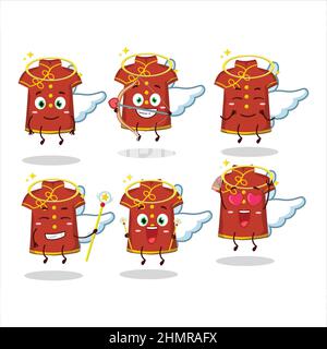 Vêtements rouges enfants femme chinoise dessins de dessin animé comme un joli ange personnage. Illustration vectorielle Illustration de Vecteur