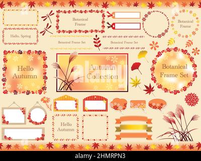 Ensemble de cadres botaniques, d'arrière-plans et d'autres éléments de conception dans les couleurs d'automne isolé sur un fond simple. Illustration vectorielle. Illustration de Vecteur
