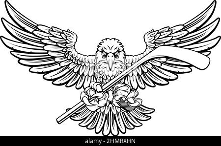 Joueur de Hockey sur Glace Eagle Sports Animal Mascot Illustration de Vecteur