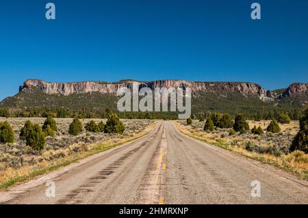 Plateau sans nom dans les montagnes de Chuska, route indienne 12, Dine Tah Atean the People Scenic Road, près de Crystal, nation Navajo, Nouveau-Mexique, États-Unis Banque D'Images