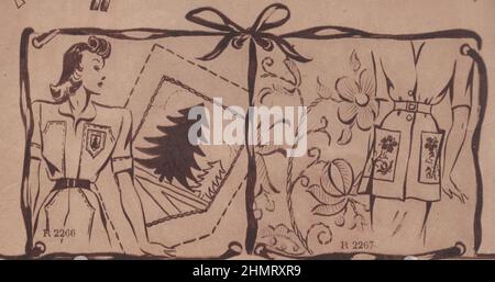 guerre mondiale ii, publicité, historique, conception graphique, illustration, ephemra, magazine de mode 1940s, vêtements, publication, 1940s, 1943 magazine, 20th century, archive, art, design, graphiques, patrimoine, histoire, l aout, nostalgie, vêtements, femmes, femme, périodique, style, style magagie, publicité, publicités, publicité, publicité, publicité, manteaux, manteaux, femmes, femmes, vêtements, publié, typographie, cuisine, guerre, nourriture de guerre, monochrome, impression, imprimé, europe, europe, couture, couture, motifs. INFO-AUTORISATION-DROITS-SUPPLÉMENTAIRES-NON-DISPONIBLE Banque D'Images