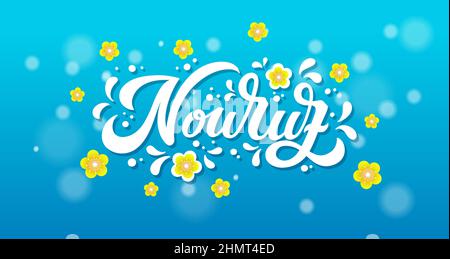 Nowruz Holiday vector design éléments. Composition du nouvel an persan de Novruz. Lettrage manuscrit. Illustration de Vecteur