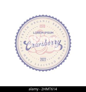 Logo de l'emballage des canneberges élément de design de style vintage. Illustration de Vecteur