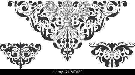 Ensemble de vignettes de livre vintage.trois motifs triangulaires. Décoration géométrique abstraite. Illustration de Vecteur