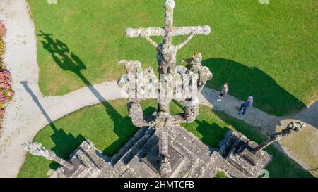 France, Bretagne, Plomodiern, Sainte-Marie du Menez Hom, Calvaire, Banque D'Images