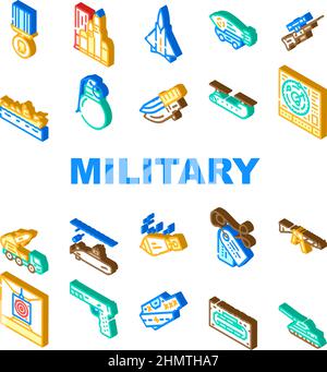 Arme militaire et icônes de transport définir le vecteur Illustration de Vecteur