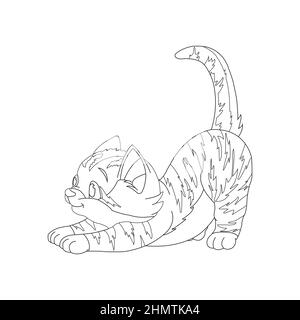 Dessin de page de coloriage de joli chat page de coloriage animal dessin animé illustration vectorielle Illustration de Vecteur