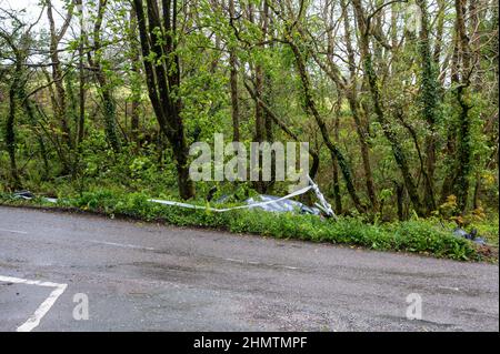 Voiture dans le fossé près de Ballinspittle, Co. Cork photo. John Allen Banque D'Images