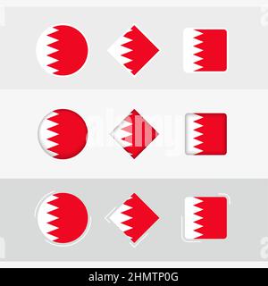 Ensemble d'icônes de drapeau de Bahreïn, drapeau vectoriel de Bahreïn. Trois versions d'ICON. Illustration de Vecteur