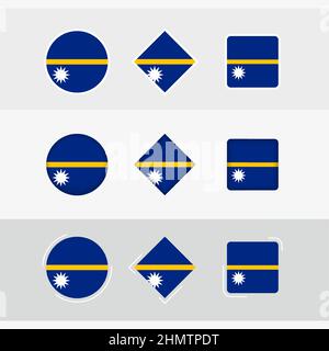 Ensemble d'icônes de drapeau de Nauru, drapeau vectoriel de Nauru. Trois versions d'ICON. Illustration de Vecteur