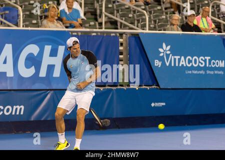 Delray Beach, États-Unis. 11th févr. 2022. Tommy Haas (GER) vu en action pendant ATP Champions, Legends Tour au Delray Beach Open 2022 en Floride. Score final; Tommy Haas 1:0 Jan-Michael Gambill. Crédit : SOPA Images Limited/Alamy Live News Banque D'Images