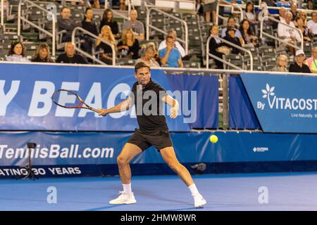 Delray Beach, États-Unis. 11th févr. 2022. Jan-Michael Gambill (Etats-Unis) vu en action pendant ATP Champions, Legends Tour au Delray Beach Open 2022 en Floride. Score final; Tommy Haas 1:0 Jan-Michael Gambill. Crédit : SOPA Images Limited/Alamy Live News Banque D'Images