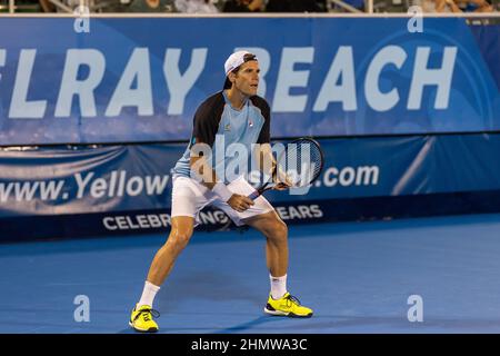 Tommy Haas (GER) vu en action pendant ATP Champions, Legends Tour au Delray Beach Open 2022 en Floride. Score final; Tommy Haas 1:0 Jan-Michael Gambill. (Photo de Yaroslav Sabitov / SOPA Images / Sipa USA) Banque D'Images