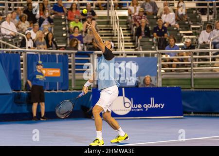 Tommy Haas (GER) vu en action pendant ATP Champions, Legends Tour au Delray Beach Open 2022 en Floride. Score final; Tommy Haas 1:0 Jan-Michael Gambill. (Photo de Yaroslav Sabitov / SOPA Images / Sipa USA) Banque D'Images