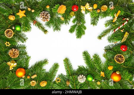 arrière-plan de noël avec branches en pin Banque D'Images