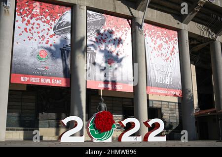 Vue générale du stade Rose Bowl avant le match du Rose Bowl entre les Utah Utes et les Ohio State Buckees, samedi 1 janvier 2022, i Banque D'Images