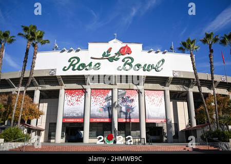 Vue générale du stade Rose Bowl avant le match du Rose Bowl entre les Utah Utes et les Ohio State Buckees, samedi 1 janvier 2022, i Banque D'Images