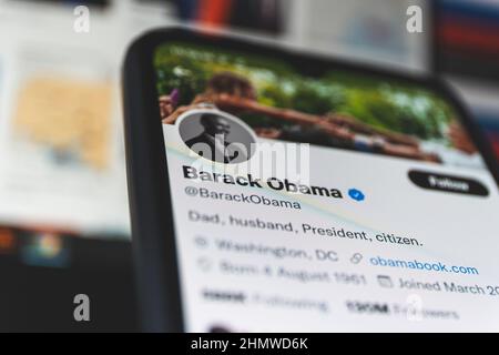 Compte twitter officiel du président américain Barack Obama Banque D'Images