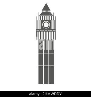 Big ben london - icône vectorielle simple grise Illustration de Vecteur