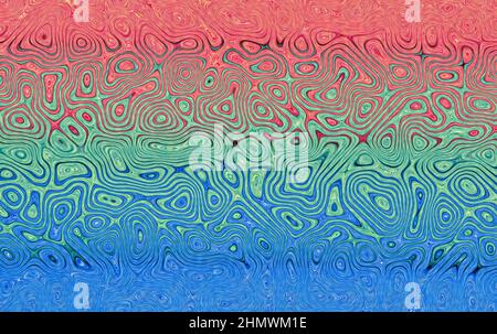 Arrière-plan abstrait coloré et flou de l'arc-en-ciel avec motifs rétro psychédéliques. Banque D'Images