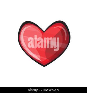 Icône rouge en forme de coeur, décorations GUI. Vecteur de dessin animé isolé sur fond blanc. Illustration vectorielle Illustration de Vecteur