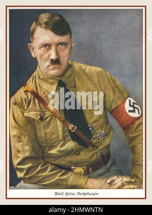 Adolf Hitler Reichs chancelier propagande des années 1930 portrait par Hoffmann dans Sturmabteilung sa 'Brown Shirts uniforme, avec swastika brassard l'activiste paramilitaire nazi branche antisémite du parti Banque D'Images