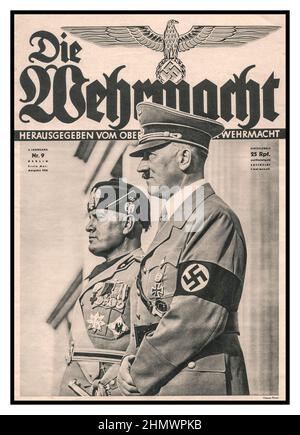 HITLER & MUSSOLINI le magazine de propagande nazi « Die Wehrmacht » 1938 avec Fuhrer Adolf Hitler leader de l'Allemagne nazie et Benito Mussolini leader de Facist Italie sur la couverture, Banque D'Images