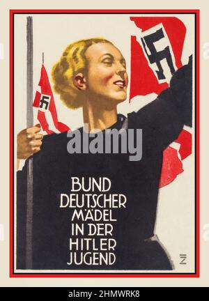 Hitler Youth Jugend 1930s propagande nazie « Ligue des filles allemandes dans la jeunesse hitlérienne » « Bund Deutscher Mädel in Der Hitler Jugend » Banque D'Images