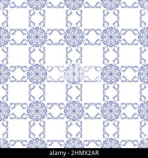 Motif abstrait flocon de neige bleu violet sans couture avec décoration de mandala Illustration de Vecteur