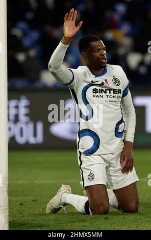 12th février 2022 ; Stade Diego Armando Maradona, Naples, Italie ; Serie A football, SSC Napoli versus Inter Milan ; Denzel Dumfries of Inter Banque D'Images