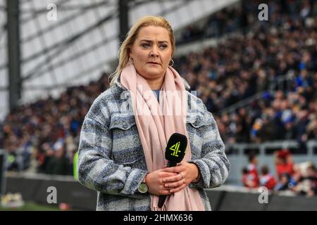 Leeds, Royaume-Uni. 12th févr. 2022. Danika Priim, ancien joueur de Leeds Rhinos, parle de la ligue de rugby Chanel 4 à Leeds, Royaume-Uni, le 2/12/2022. (Photo de Mark Cosgrove/News Images/Sipa USA) crédit: SIPA USA/Alay Live News Banque D'Images