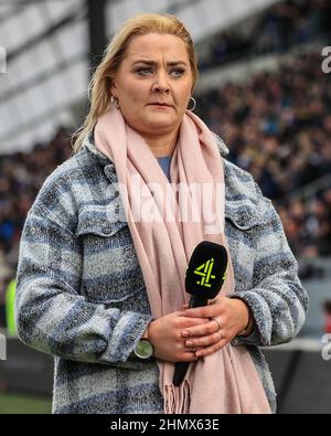 Leeds, Royaume-Uni. 12th févr. 2022. Danika Priim, ancien joueur de Leeds Rhinos, parle de la ligue de rugby Chanel 4 à Leeds, Royaume-Uni, le 2/12/2022. (Photo de Mark Cosgrove/News Images/Sipa USA) crédit: SIPA USA/Alay Live News Banque D'Images