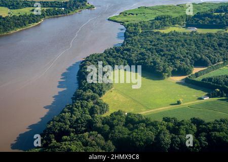 Antenne de terres agricoles le long de la côte est du Maryland Banque D'Images
