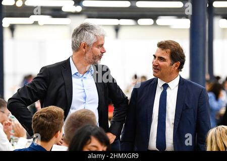 Laurent Wauquiez, président du conseil régional d'Auvergne-Rhône-Alpes, membre du parti de droite français les Républicains (LR), avec Christian J. Banque D'Images
