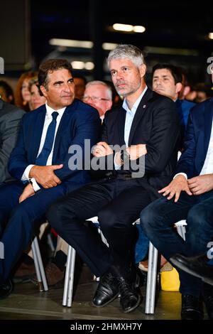 Laurent Wauquiez, président du conseil régional d'Auvergne-Rhône-Alpes, membre du parti de droite français les Républicains (LR), avec Christian J. Banque D'Images