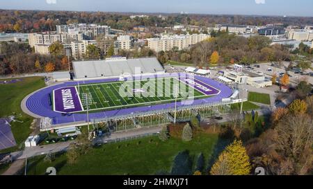 Stade Western Alumni à London Ontario Canada, stade de l'équipe de football et d'athlétisme Western Mustangs. Banque D'Images