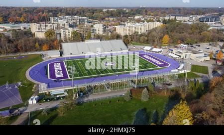 Stade Western Alumni à London Ontario Canada, stade de l'équipe de football et d'athlétisme Western Mustangs. Banque D'Images