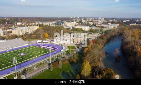 Stade Western Alumni à London Ontario Canada, stade de l'équipe de football et d'athlétisme Western Mustangs. Banque D'Images